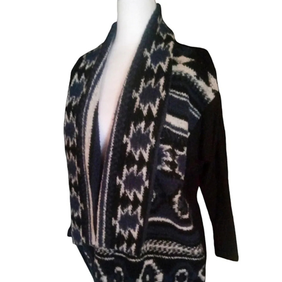 Anthropologie Dolan Santiam Open Front Cardigan Black Blue Size Small - Picture 5 of 8